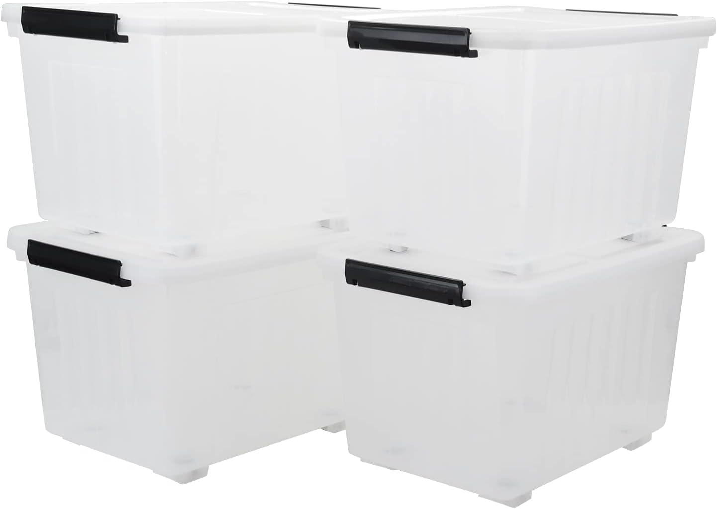 Clear Plastic Storage Bins with Wheels Set of 4
