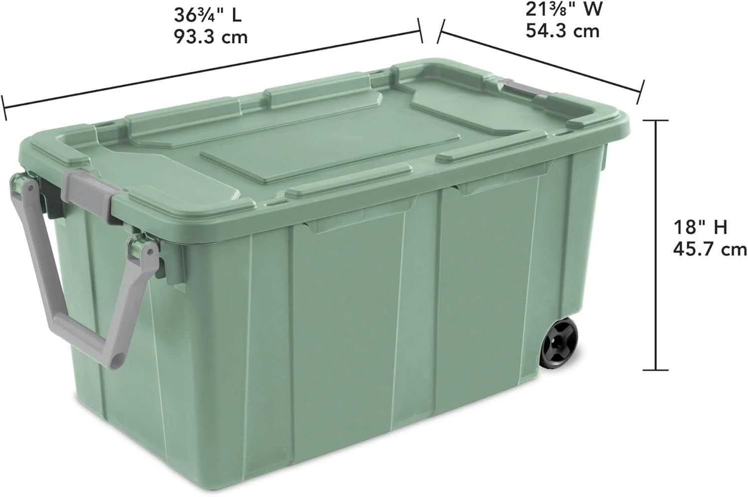 Wheeled Industrial Storage Totes Set of 2, Sage