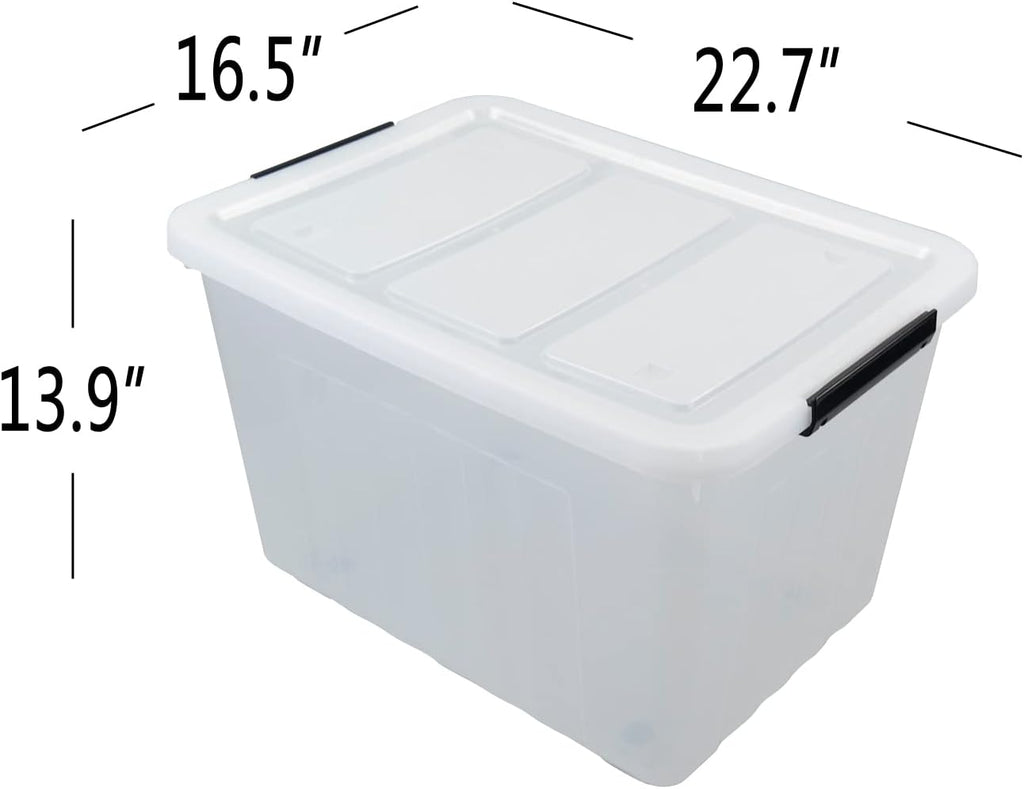Clear Plastic Storage Bins with Wheels Set of 4