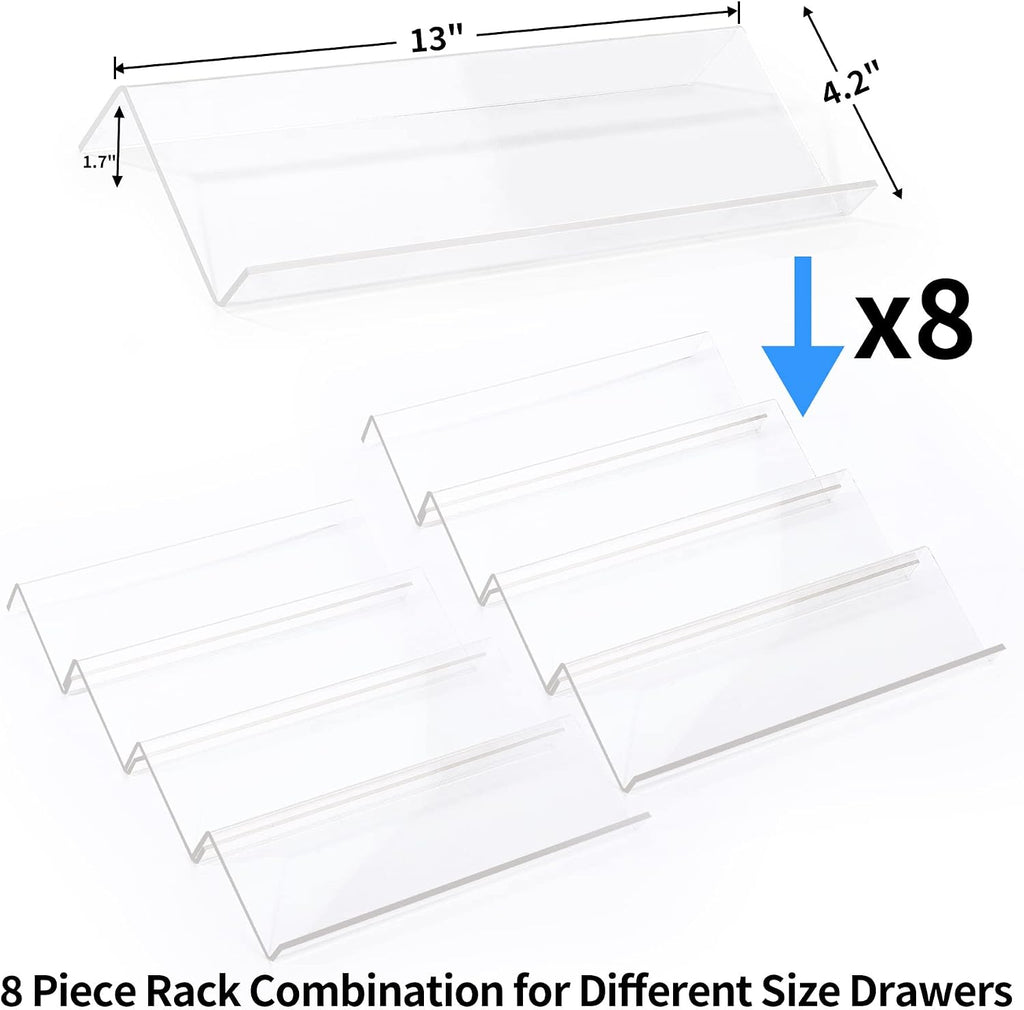 Expandable 4-Tier Acrylic Spice Drawer Organizer Set of 2