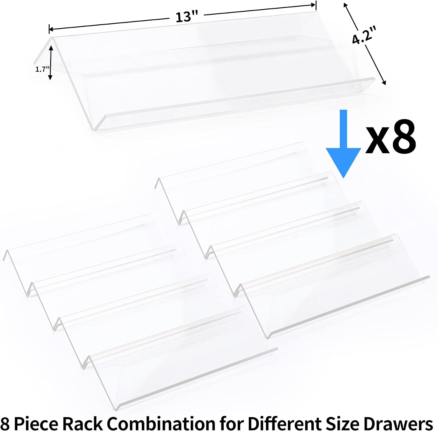 Expandable 4-Tier Acrylic Spice Drawer Organizer Set of 2