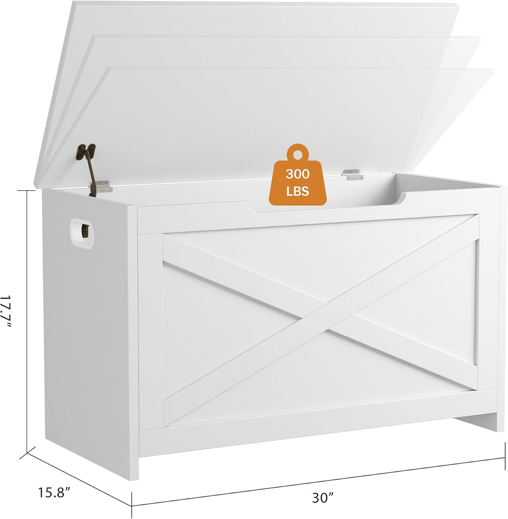 Farmhouse Storage Bench, Cloud White