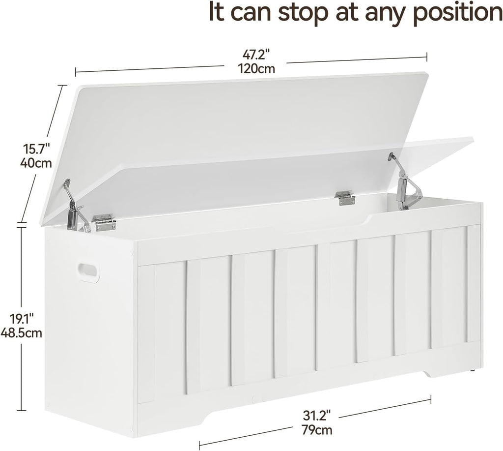 Extra Large Wooden Storage Bench, White