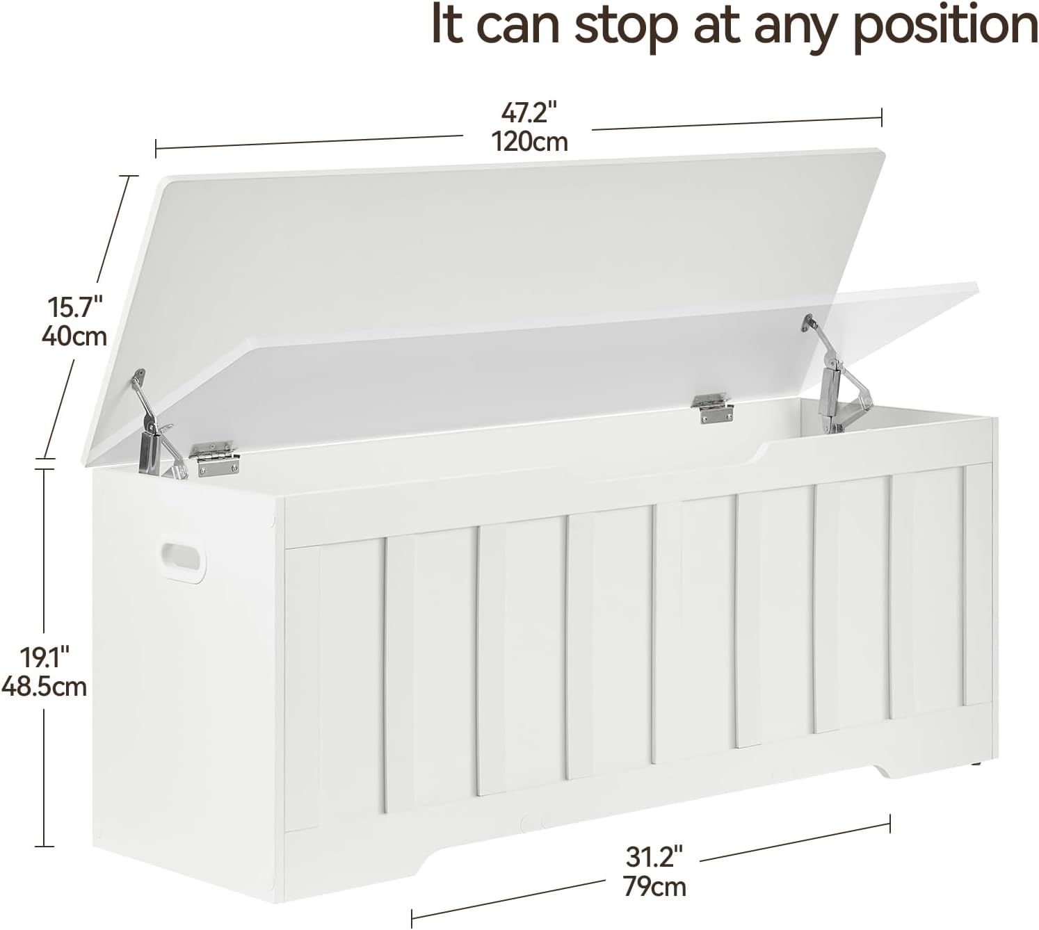 Extra Large Wooden Storage Bench, White