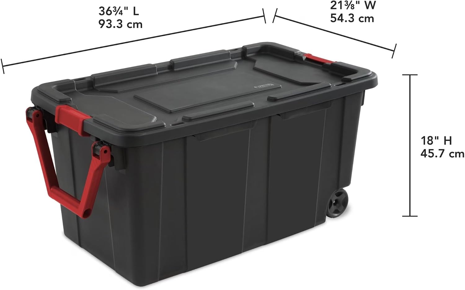 Wheeled Industrial Storage Totes Set of 2, Black
