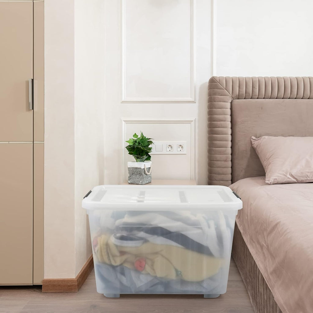 Clear Plastic Storage Bins with Wheels Set of 4