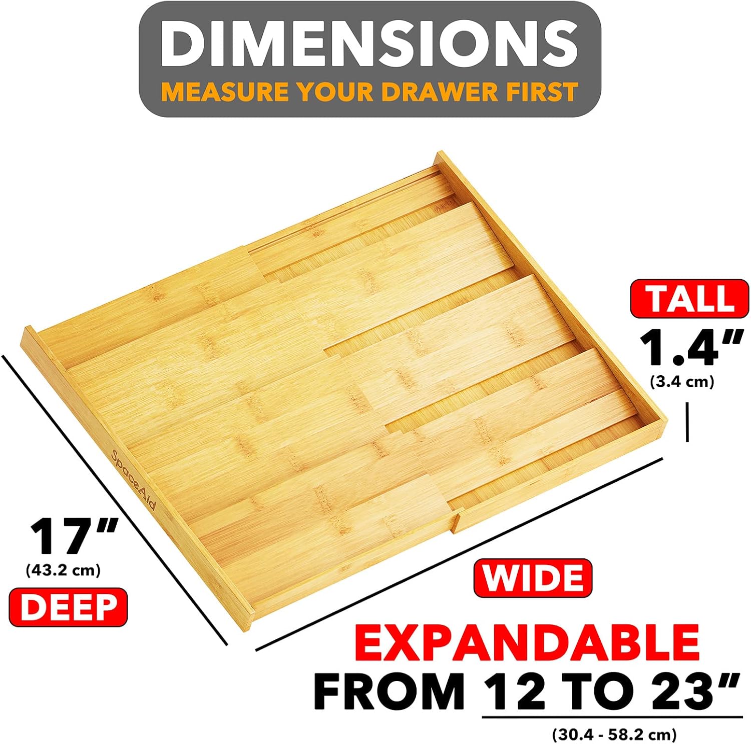 Expandable 4-Tier Bamboo Spice Drawer Organizer
