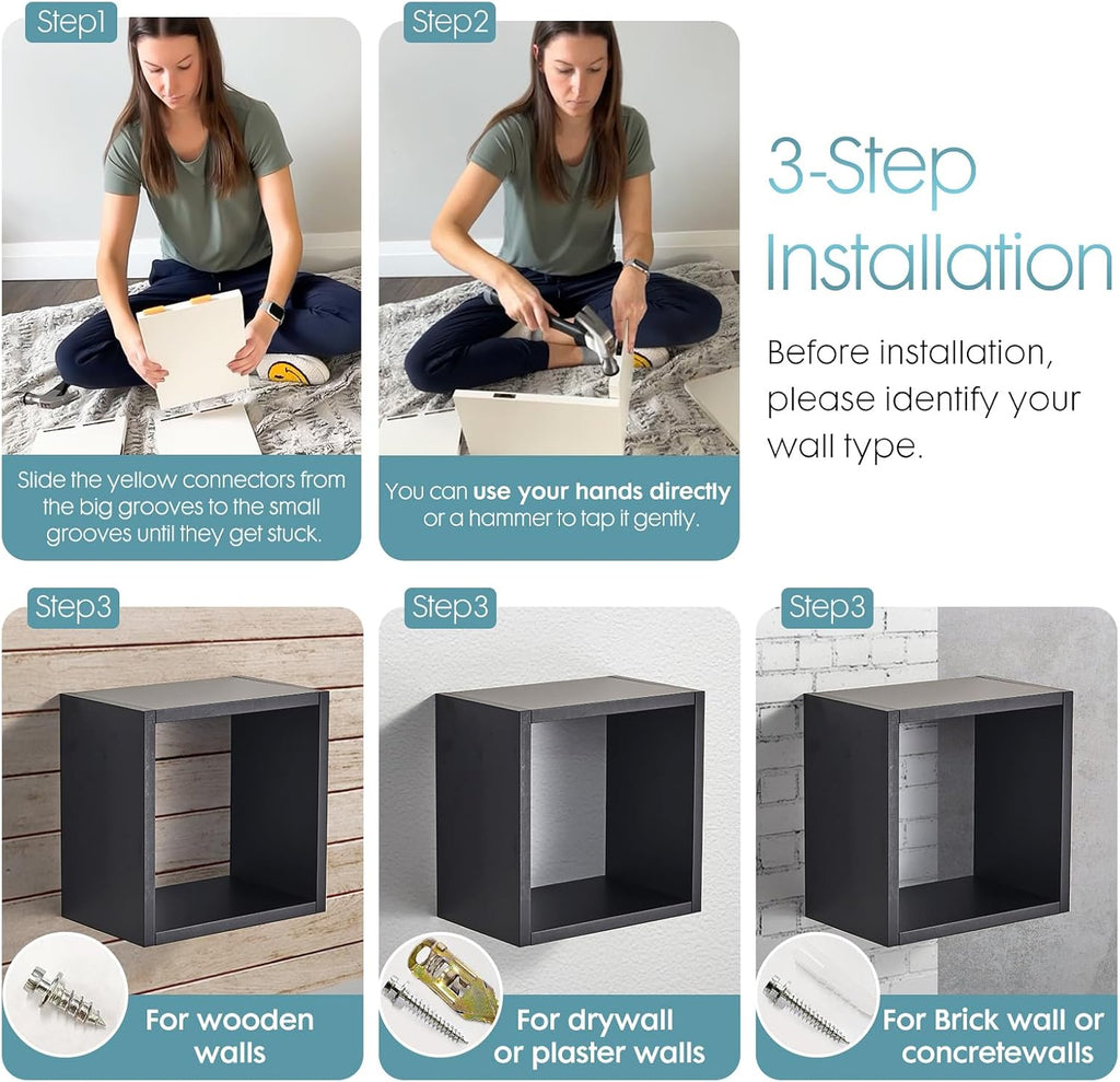 Square Floating Cube Shelves Set of 2