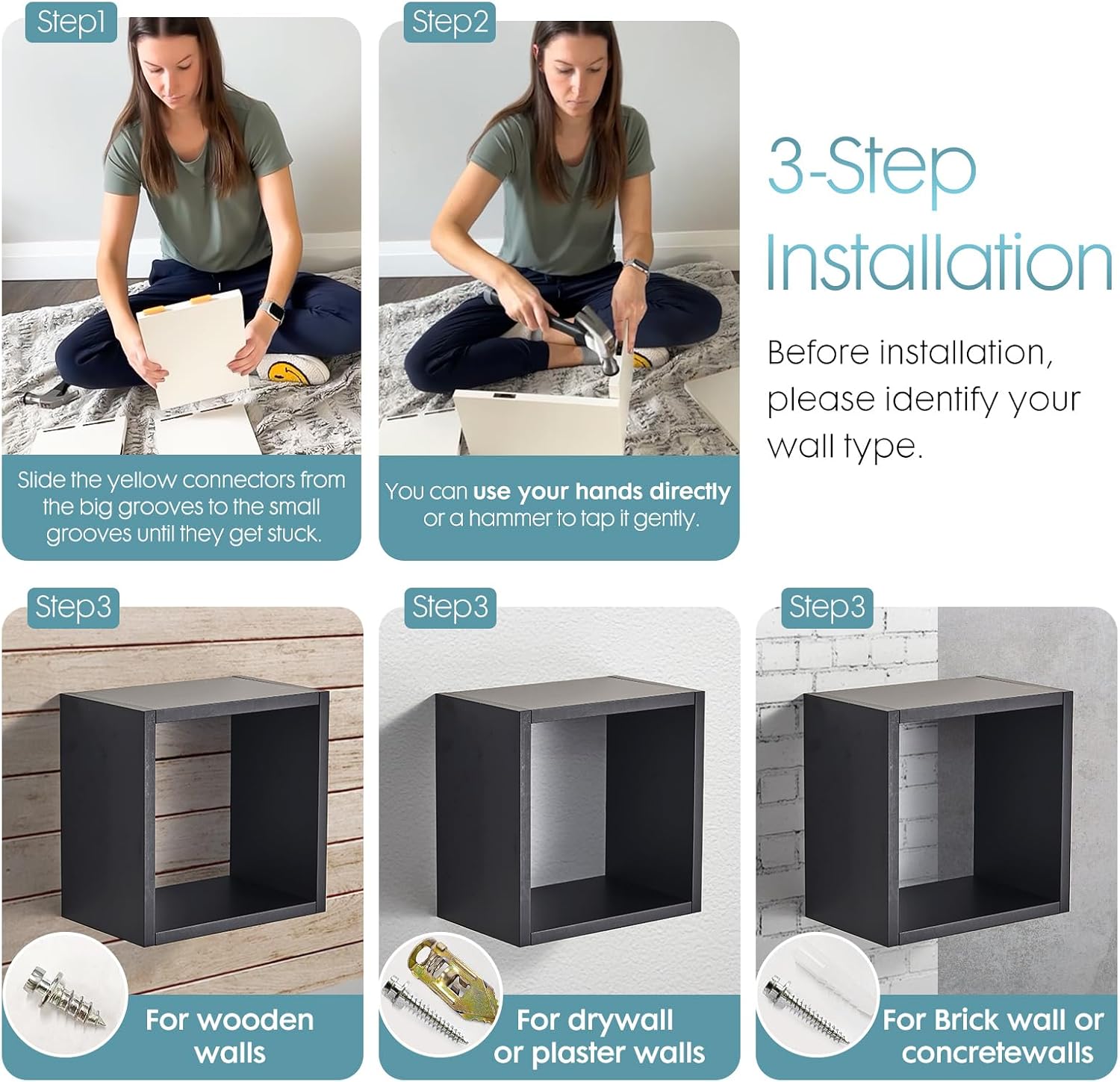 Square Floating Cube Shelves Set of 2