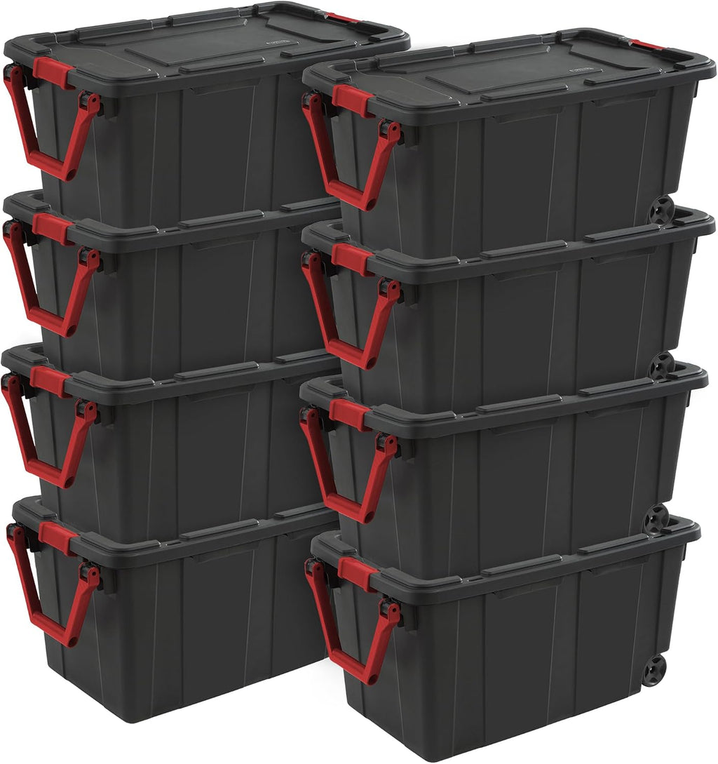 Wheeled Industrial Storage Totes Set of 8