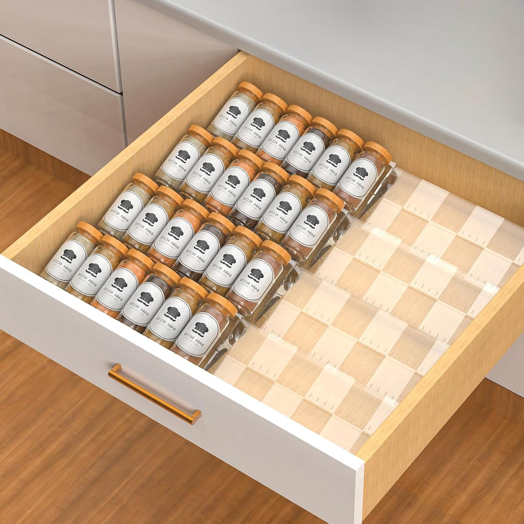 Expandable Frosted Acrylic Spice Drawer Organizer Set of 4