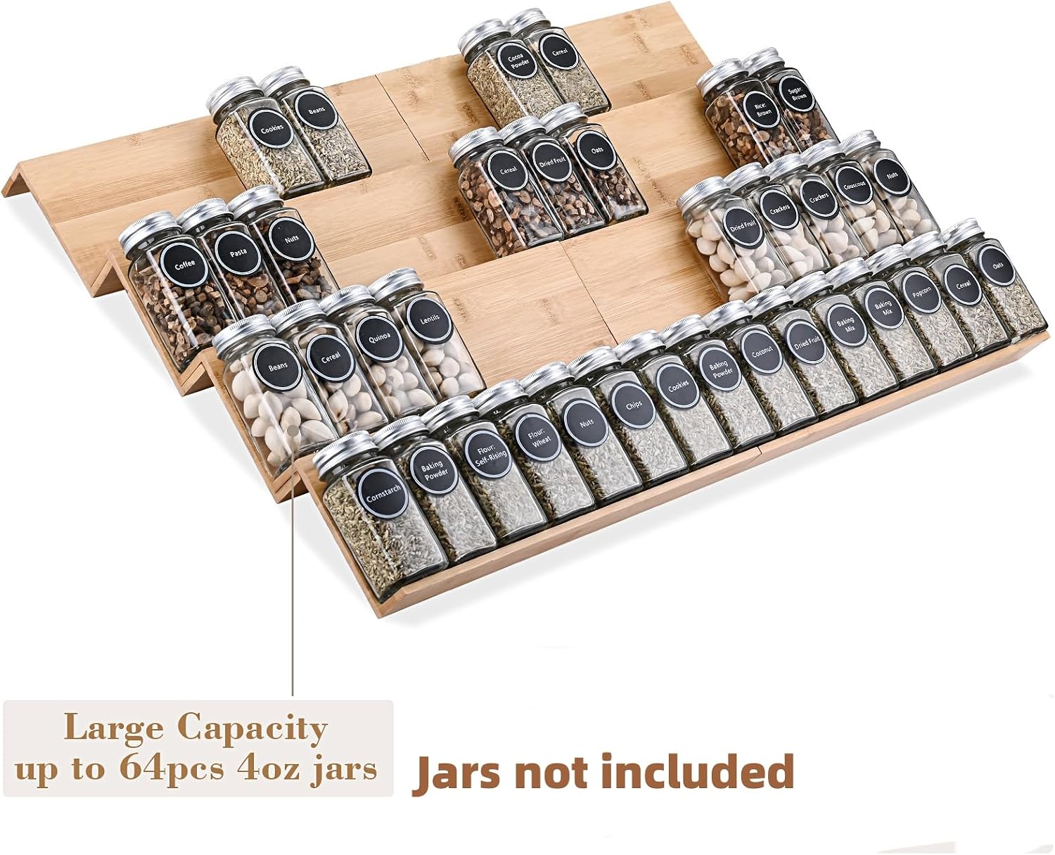 Bamboo Spice Drawer Organizer Rack