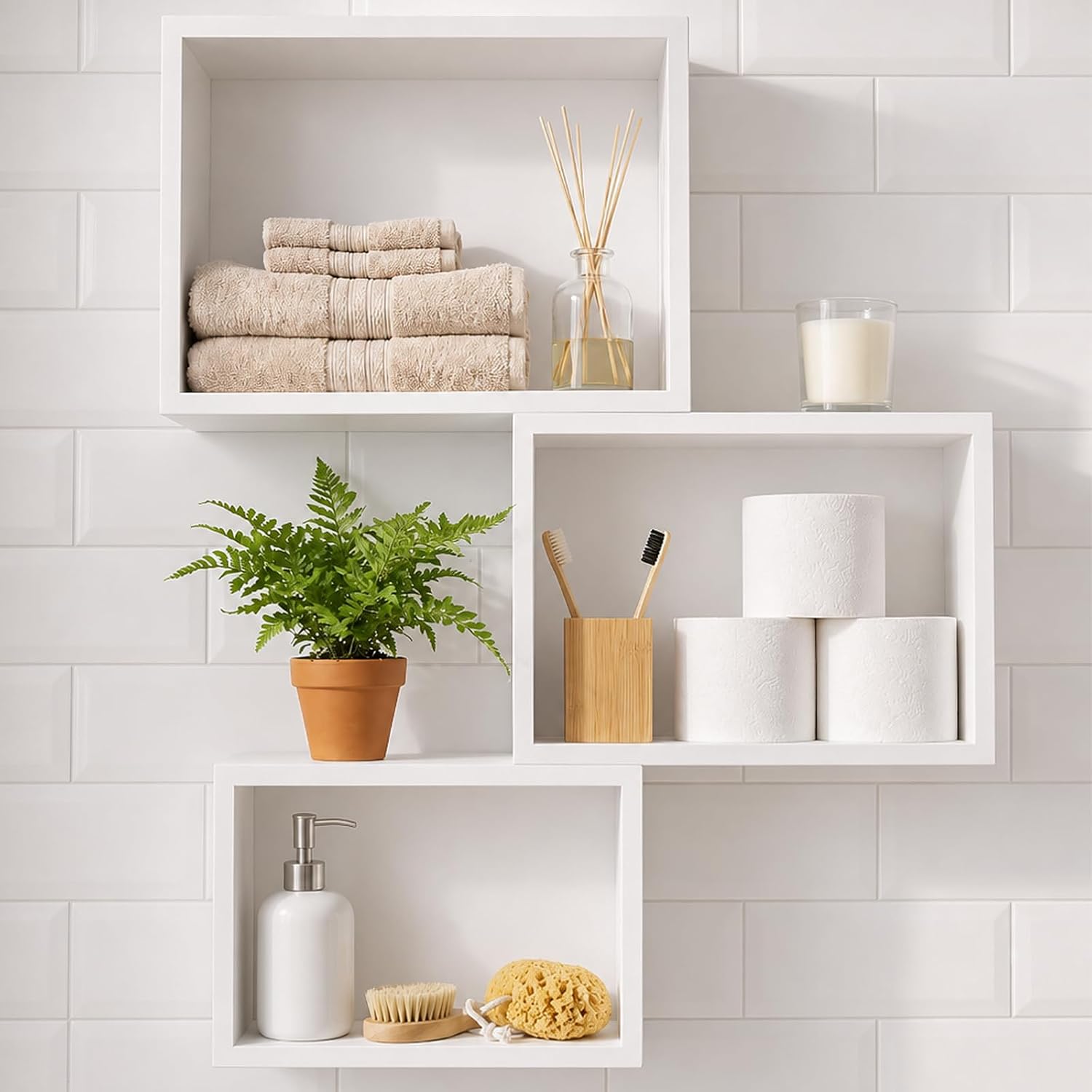 Wood Floating Cube Shelves Set of 3