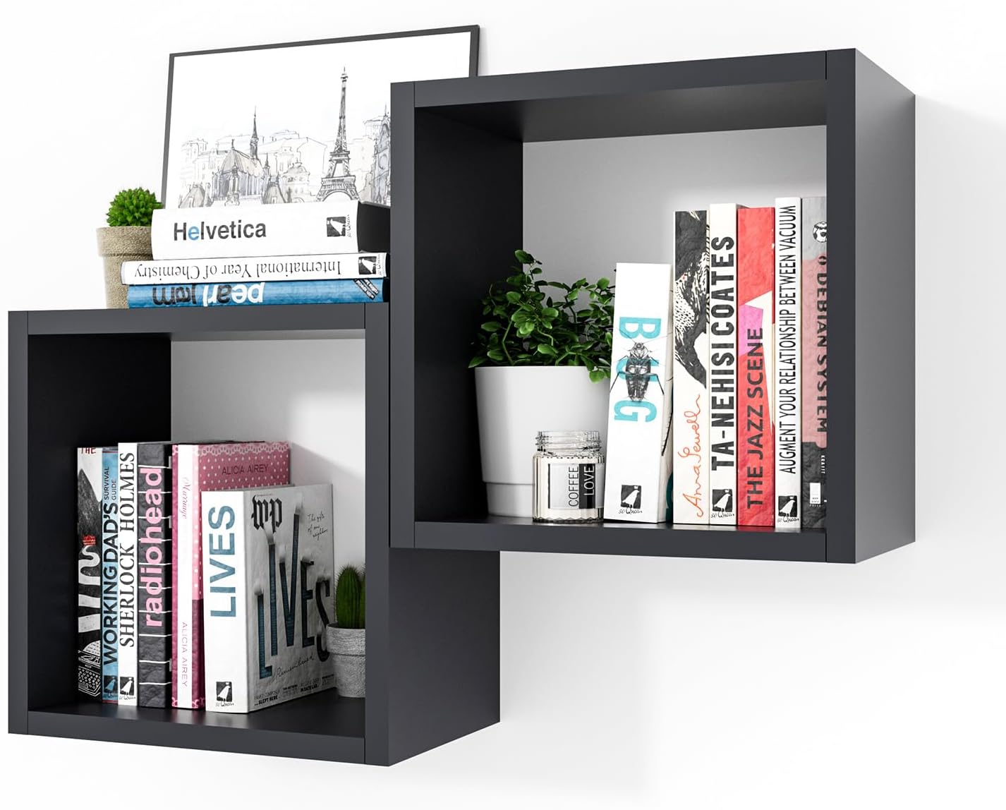 Square Floating Cube Shelves Set of 2