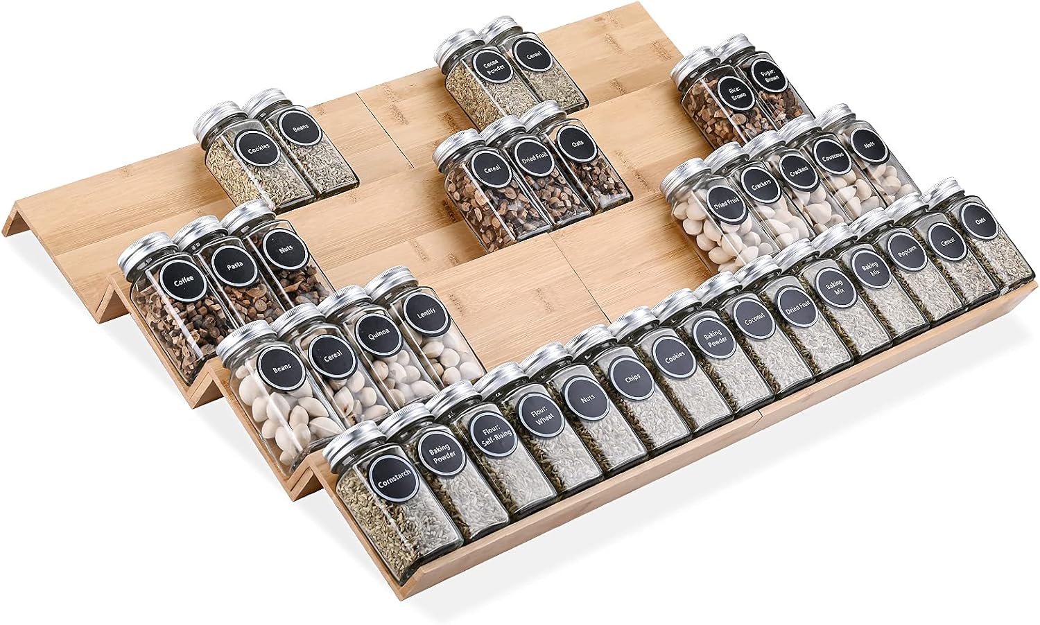 Bamboo Spice Drawer Organizer Rack
