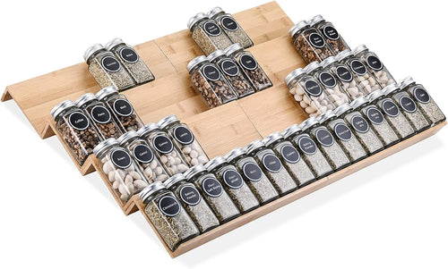 Bamboo Spice Drawer Organizer Rack
