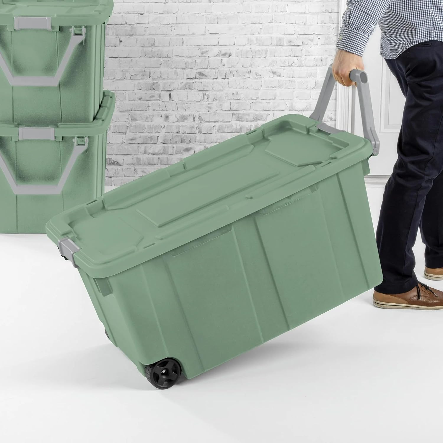 Wheeled Industrial Storage Totes Set of 2