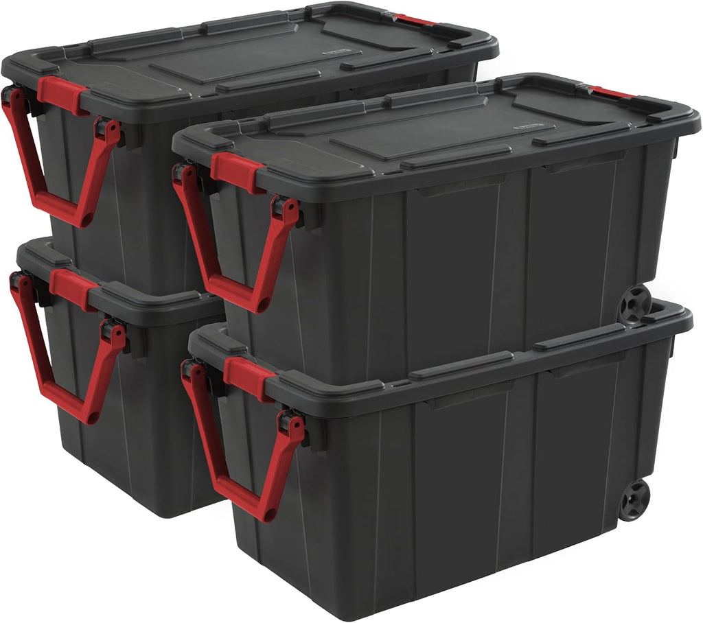 Wheeled Industrial Storage Totes Set of 4