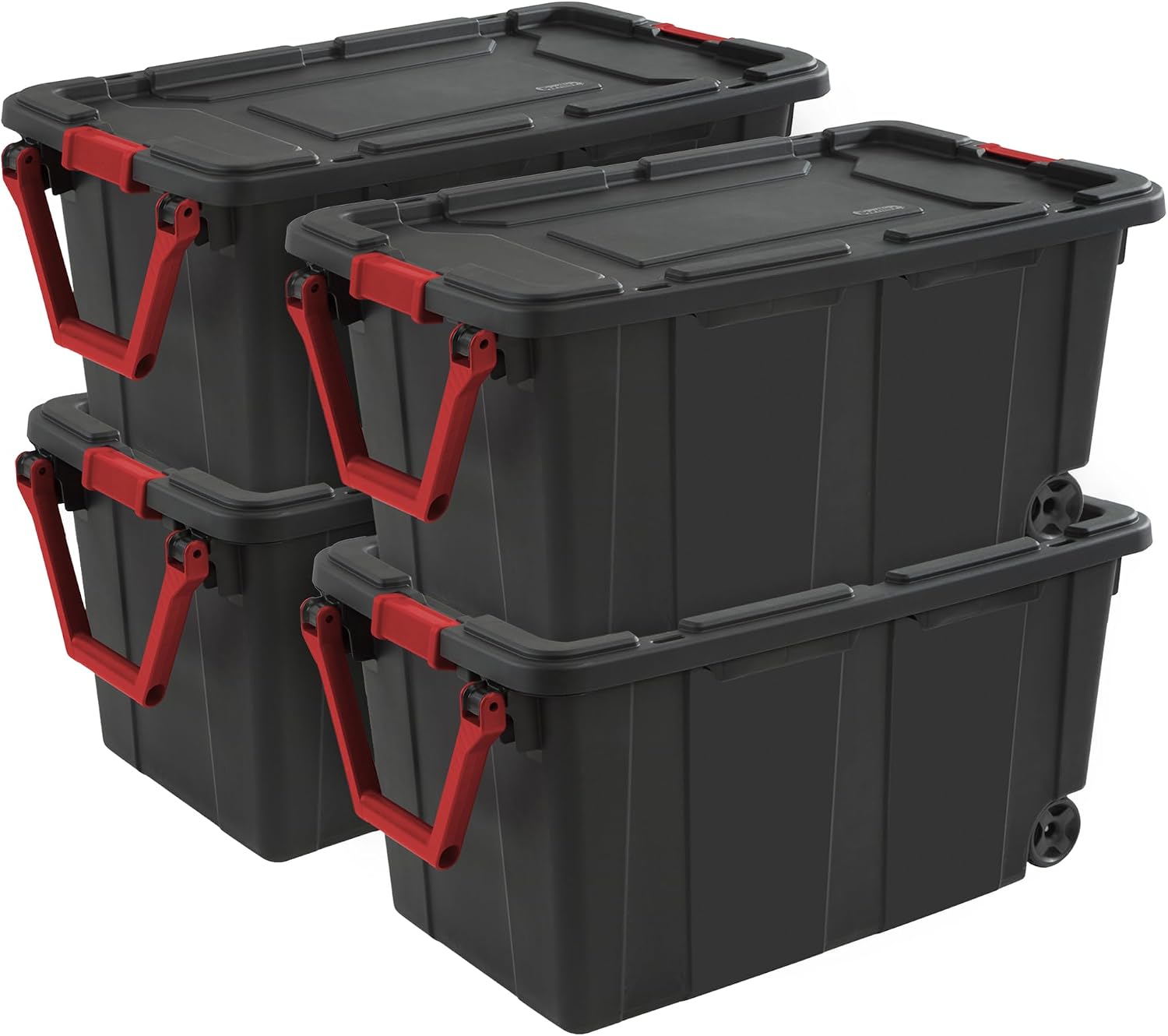 Wheeled Industrial Storage Totes Set of 4