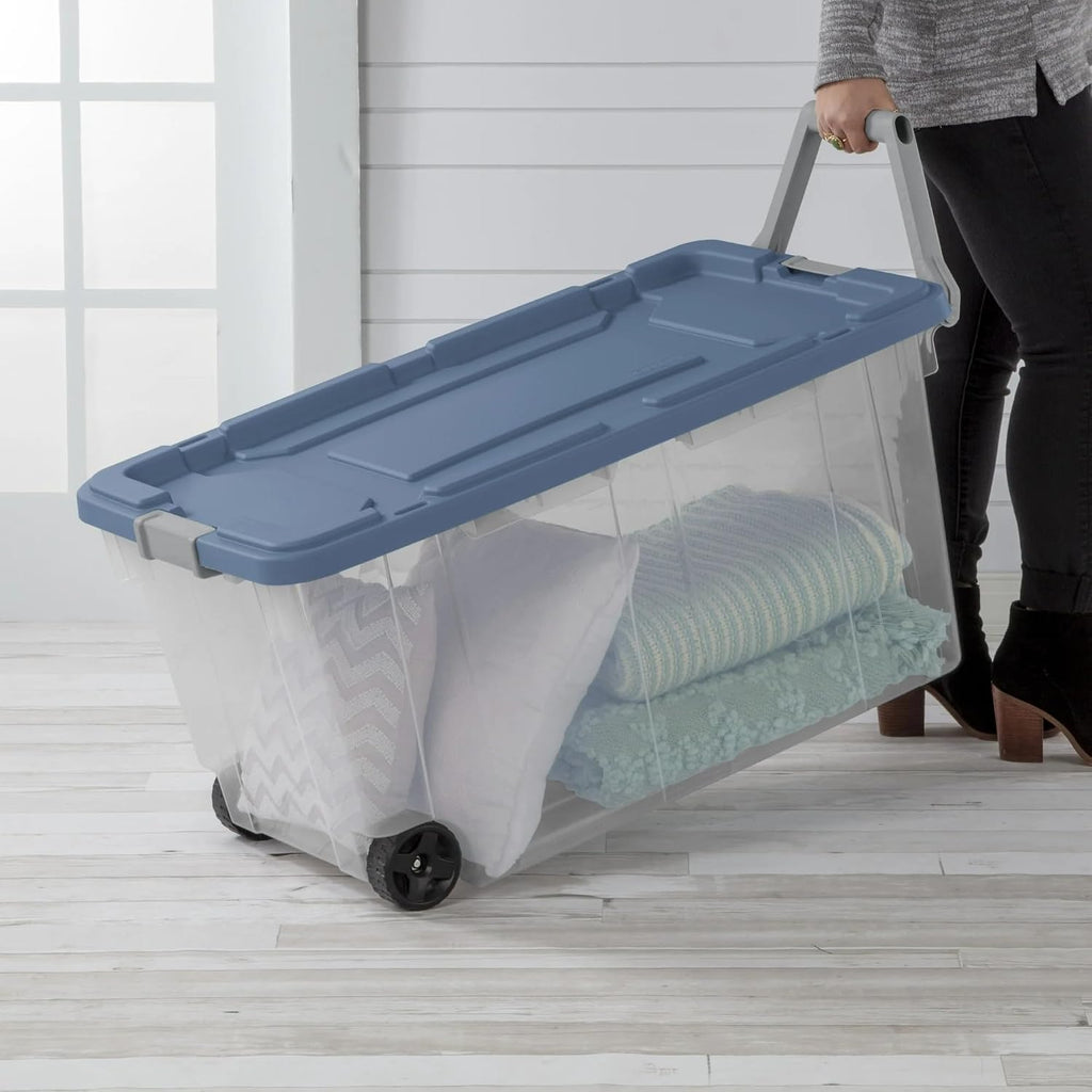 Wheeled Clear Storage Bins Set of 2