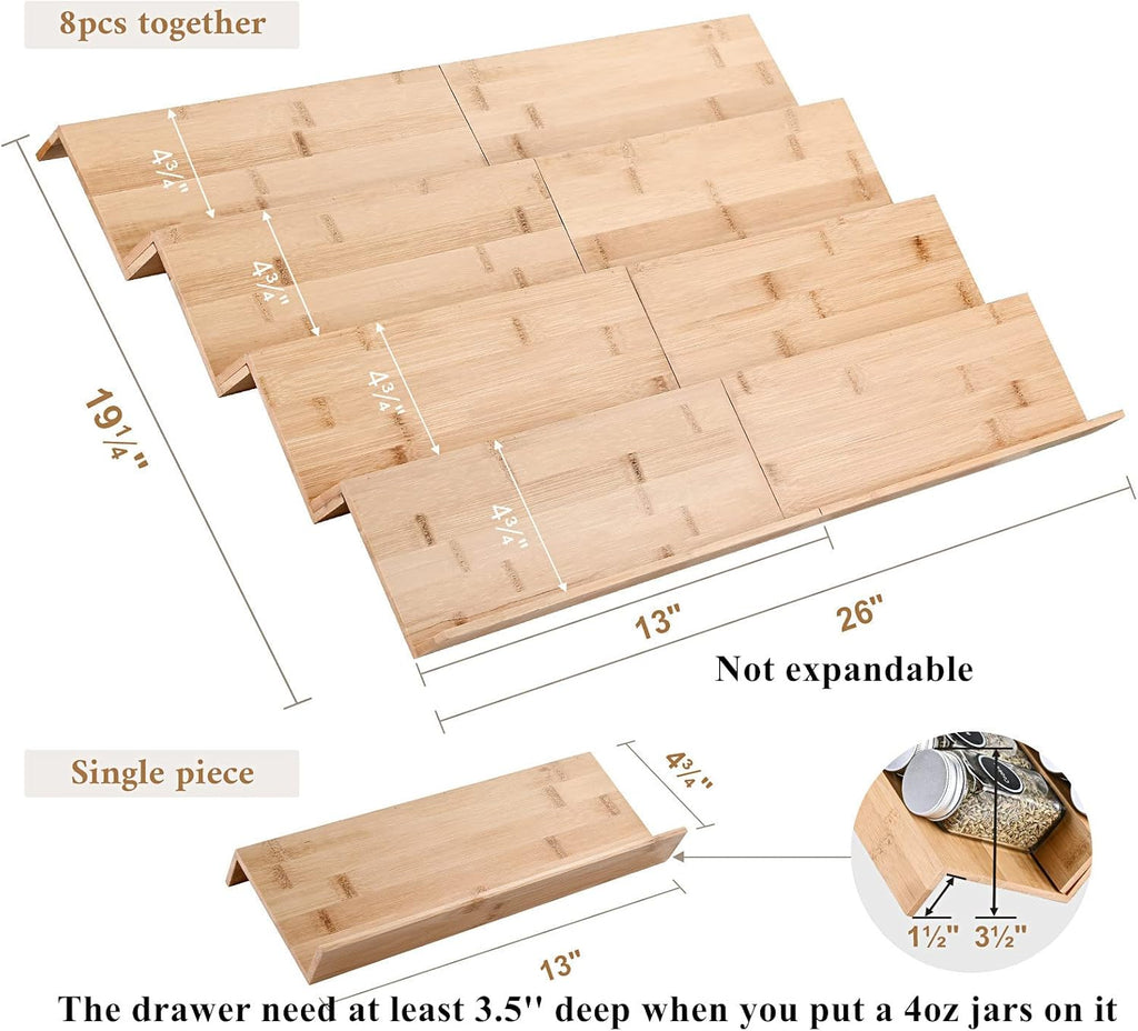 Bamboo Spice Drawer Organizer Rack