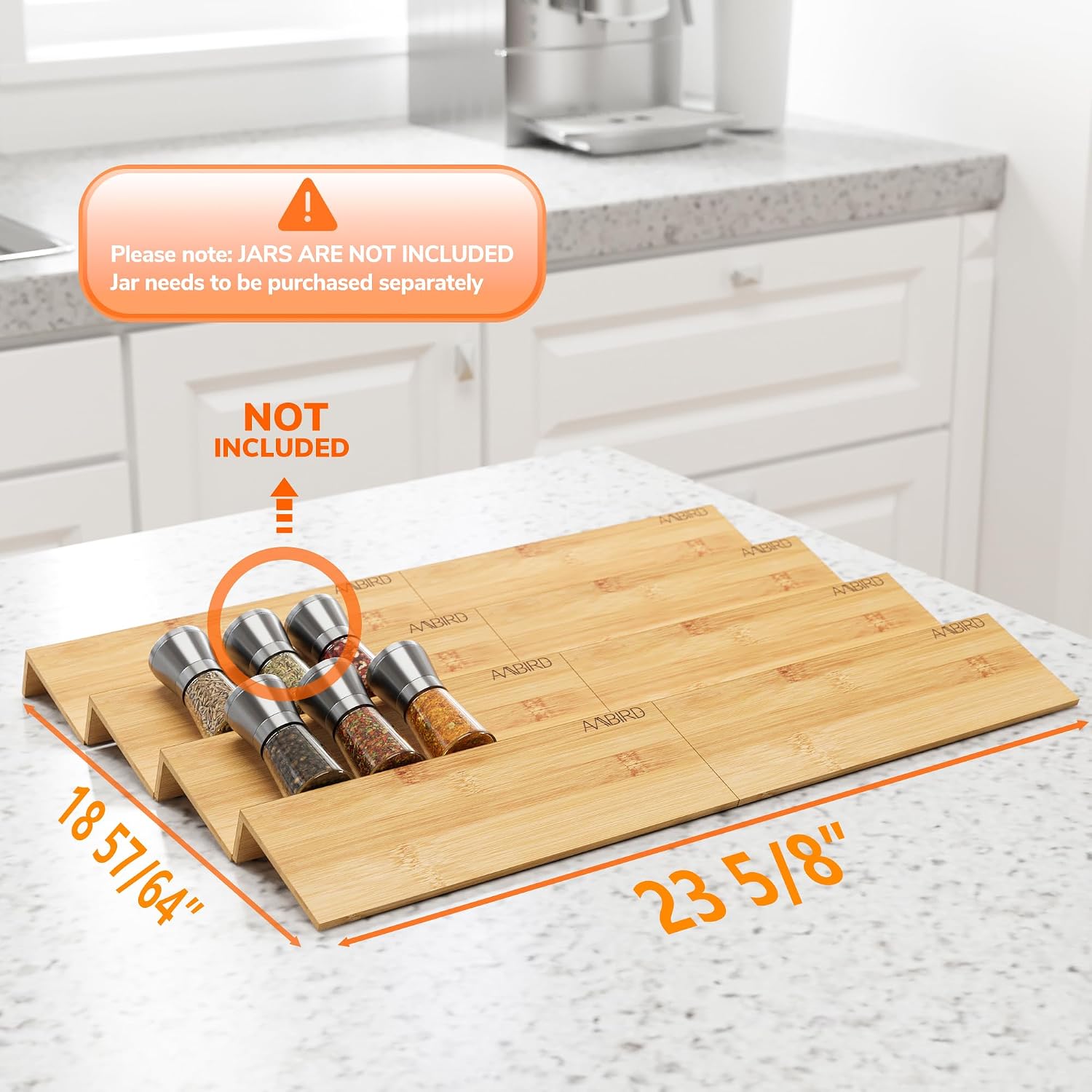 Bamboo Spice Drawer Organizer Set of 2