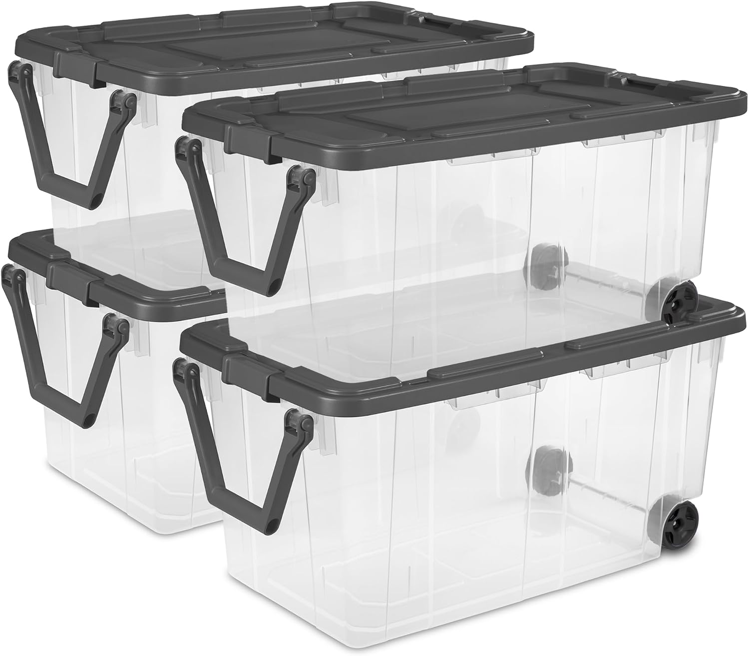 Clear Stackable Storage Bins Set of 4