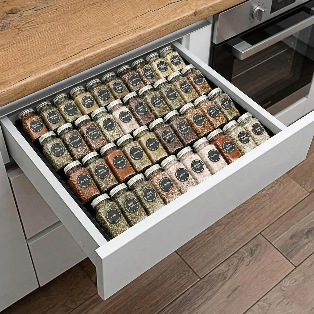 Expandable 4-Tier Metal Spice Drawer Organizer