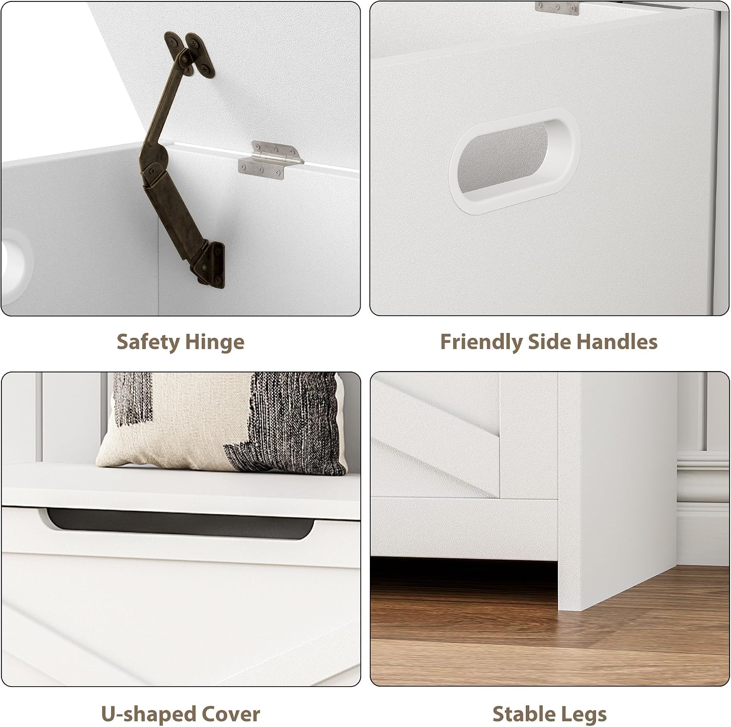 Farmhouse Storage Bench, Cloud White