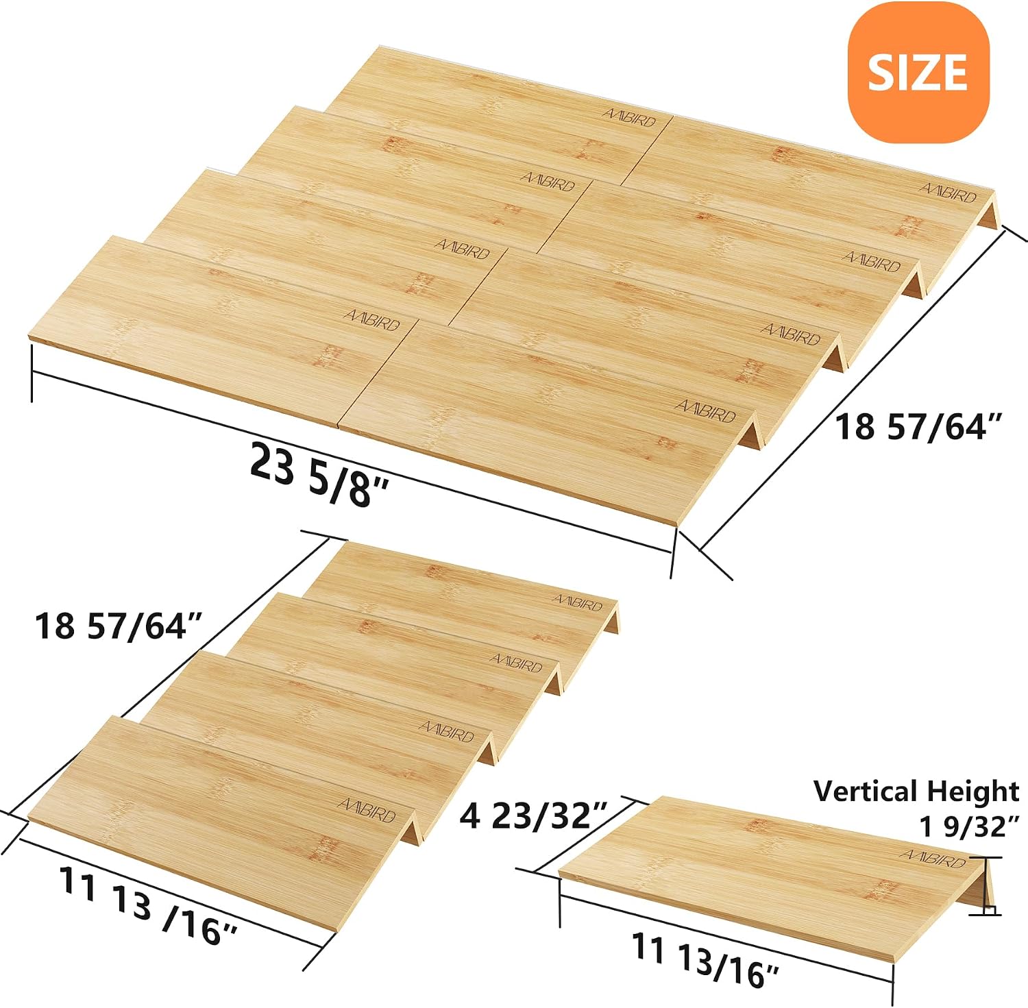 Bamboo Spice Drawer Organizer Set of 2