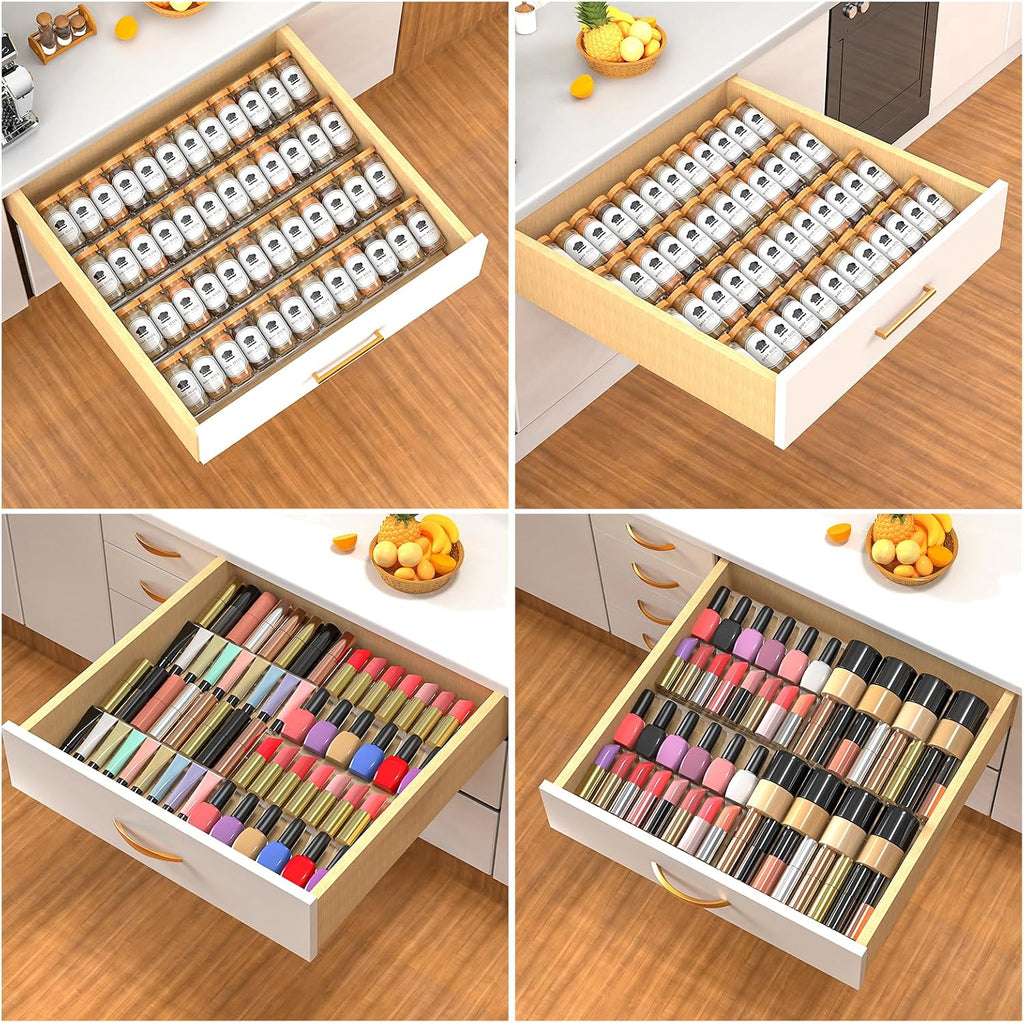 Expandable Frosted Acrylic Spice Drawer Organizer Set of 4