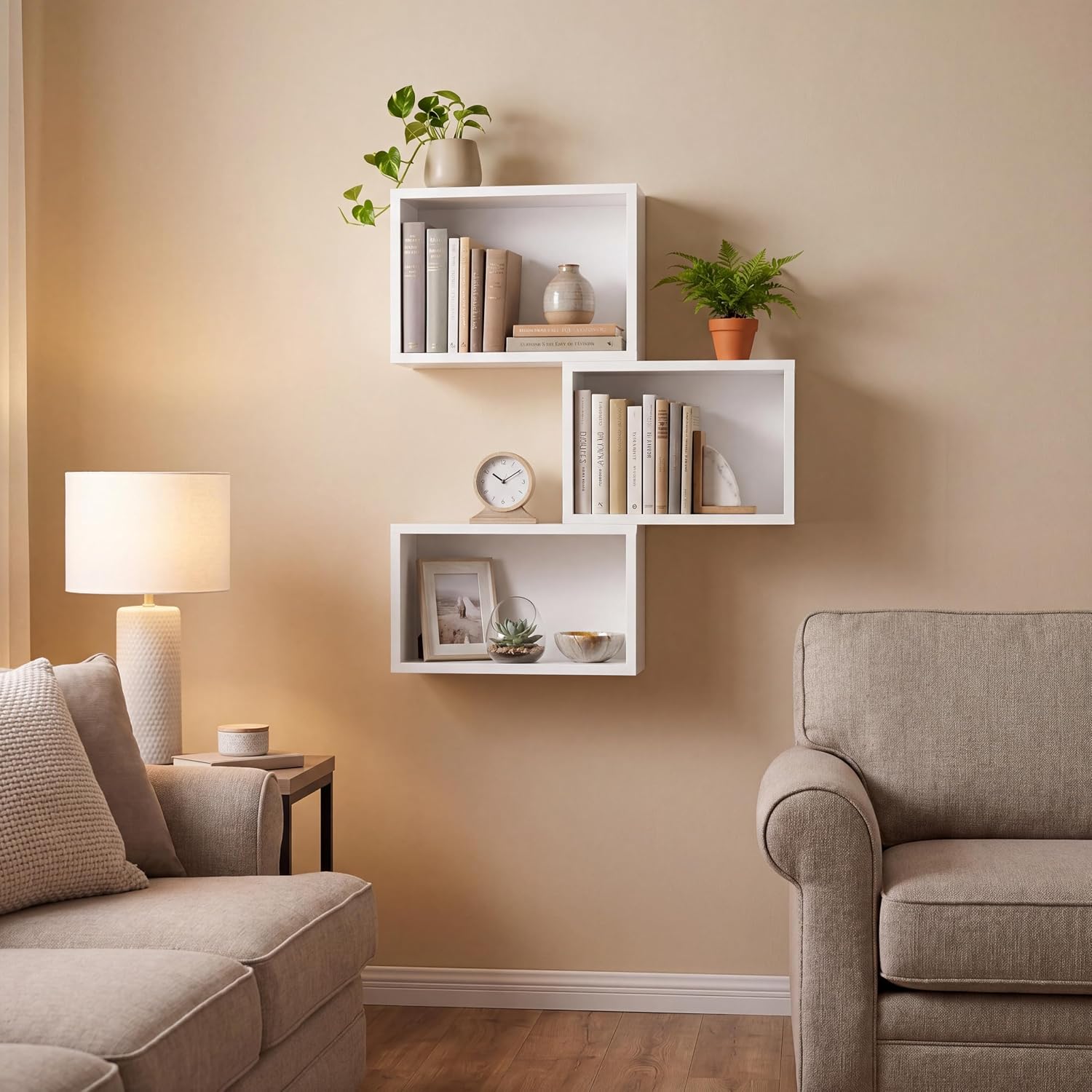 Wood Floating Cube Shelves Set of 3