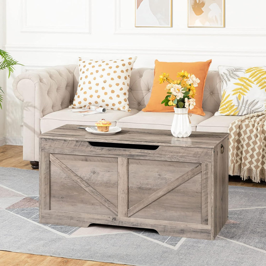 Retro Wooden Storage Bench, Greige