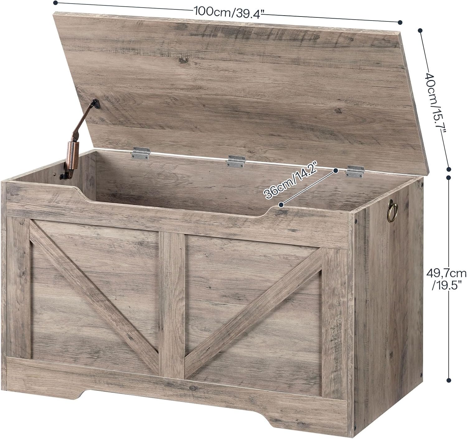 Retro Wooden Storage Bench, Greige