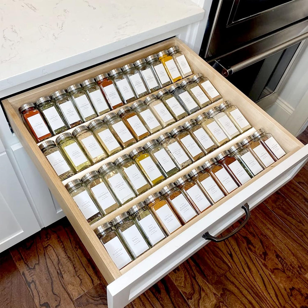 Expandable 4-Tier Acrylic Spice Drawer Organizer Set of 2
