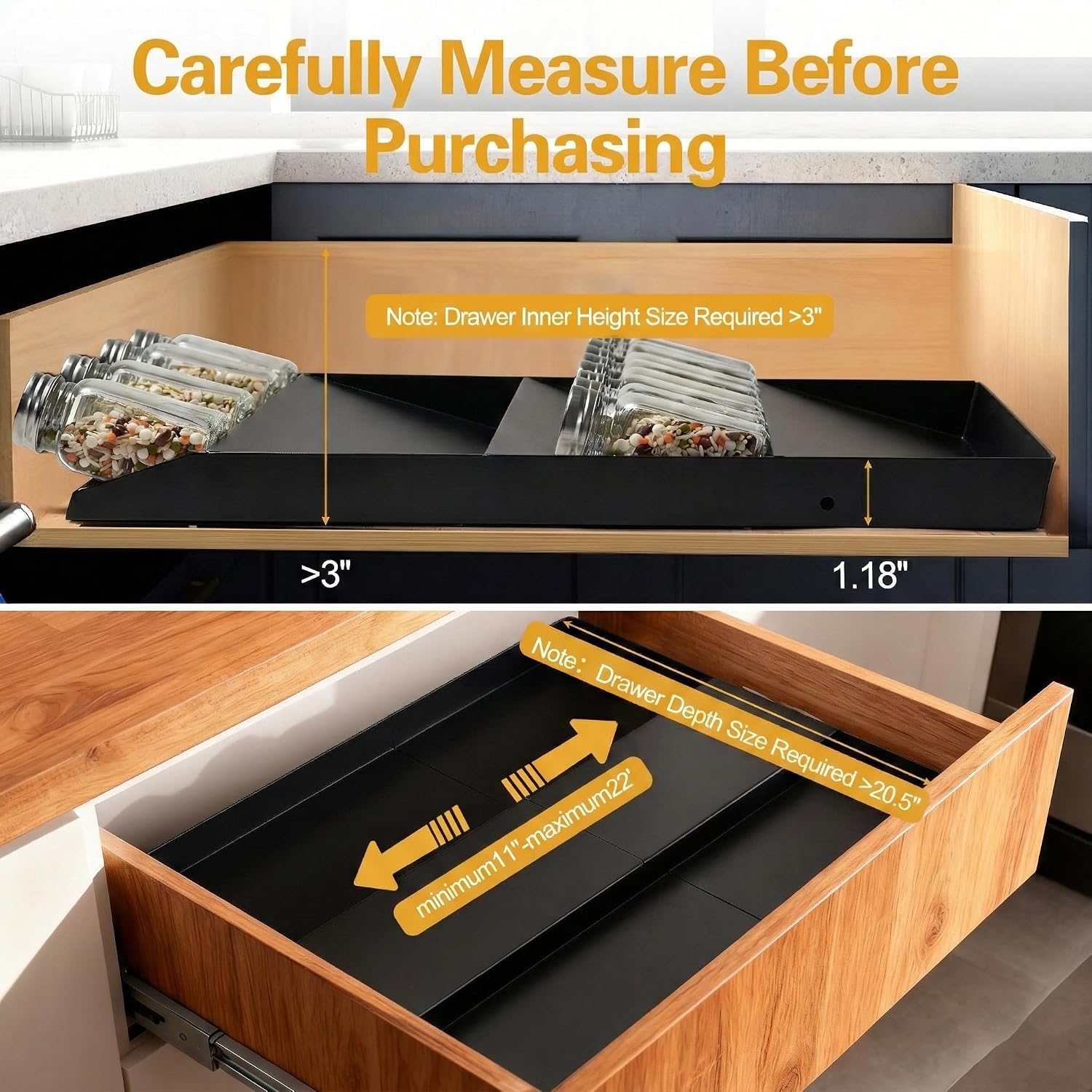 Expandable 4-Tier Metal Spice Drawer Organizer