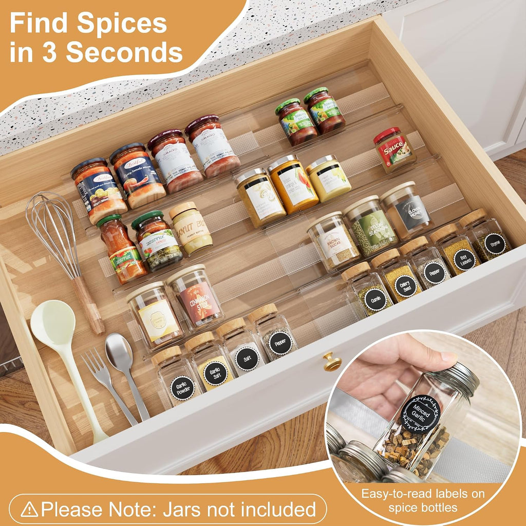 Expandable Acrylic Spice Drawer Organizer Set of 8