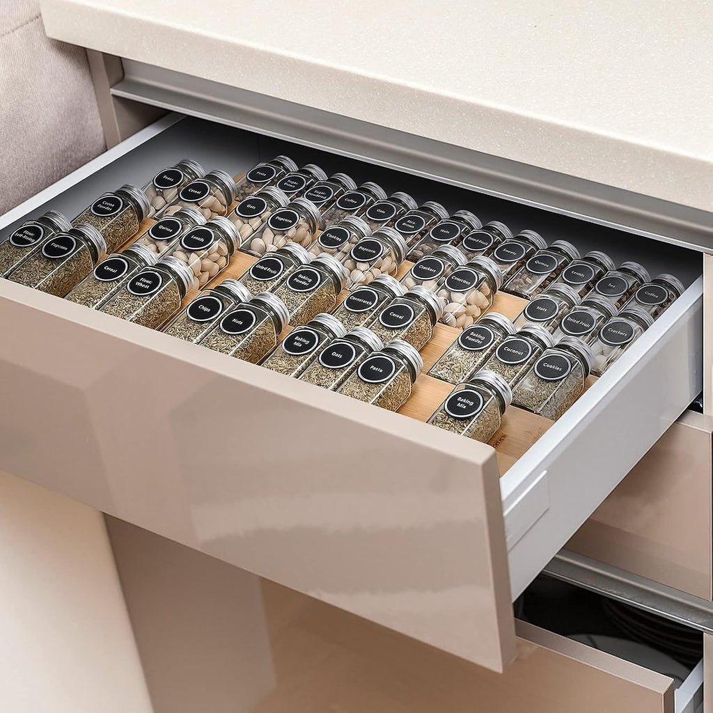 Bamboo Spice Drawer Organizer Rack