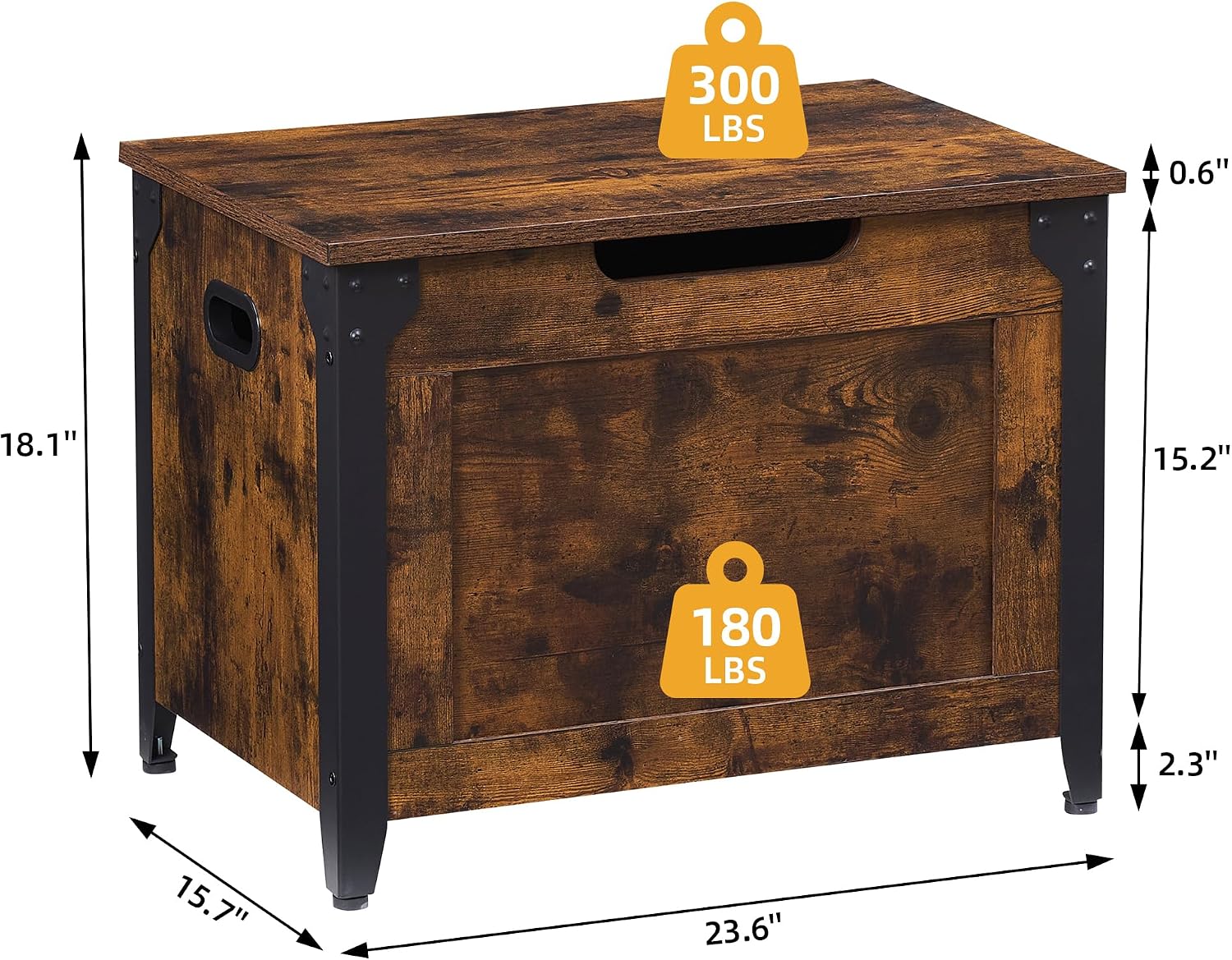 Rustic Wooden Storage Bench with Safety Hinges