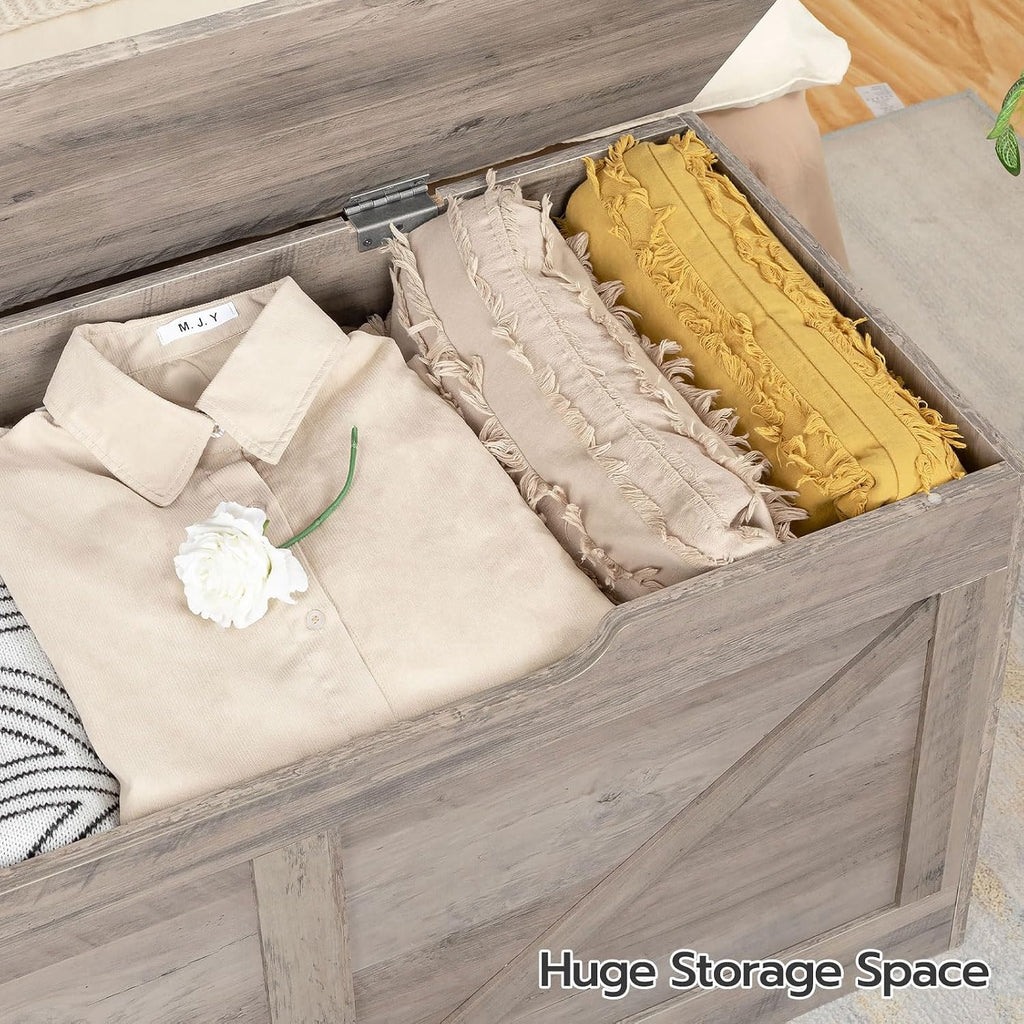 Retro Wooden Storage Bench, Greige