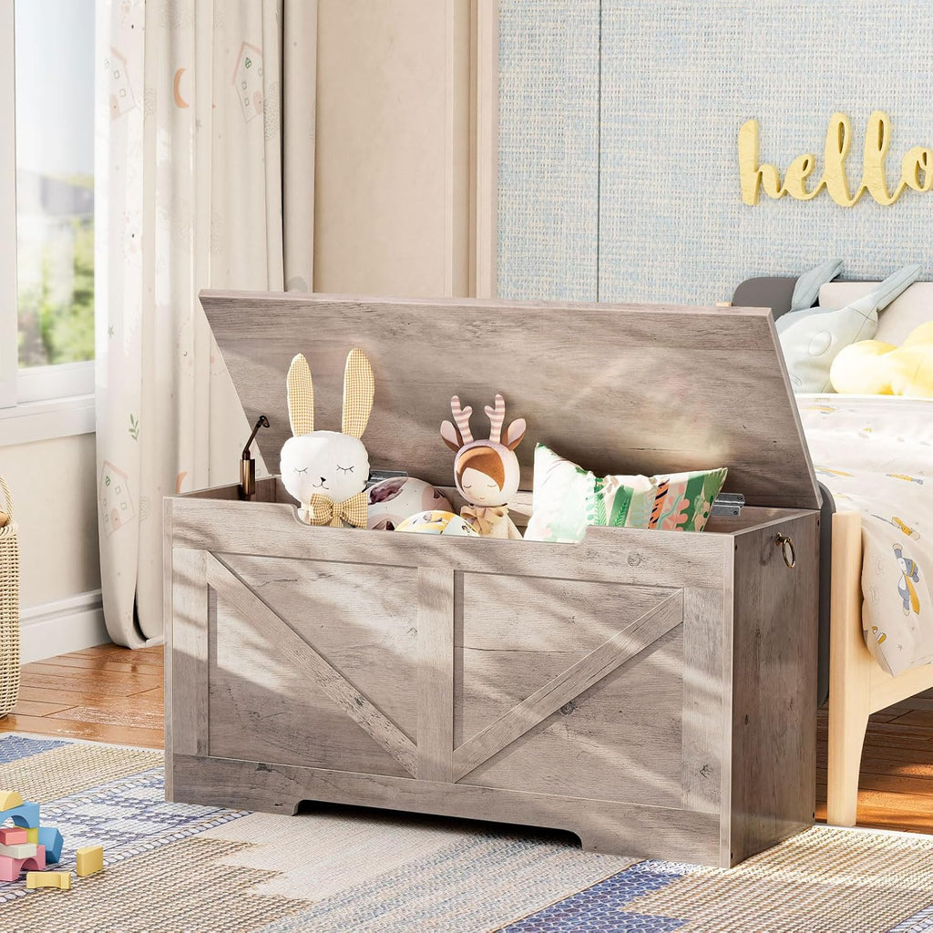 Retro Wooden Storage Bench, Greige