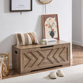 Wooden Storage Bench with Safety Hinges, Greige