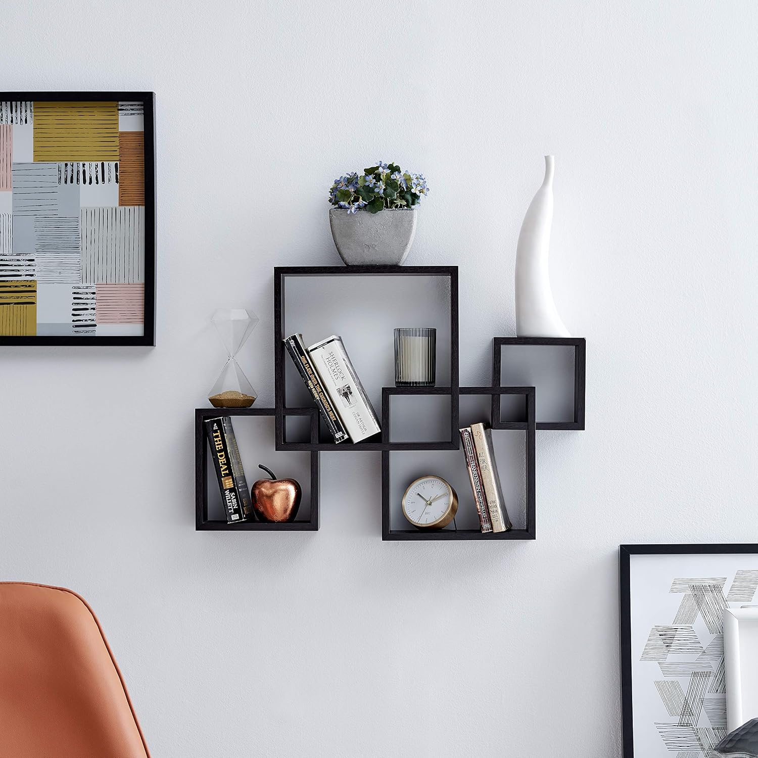 Intersecting Floating Cube Wall Shelf
