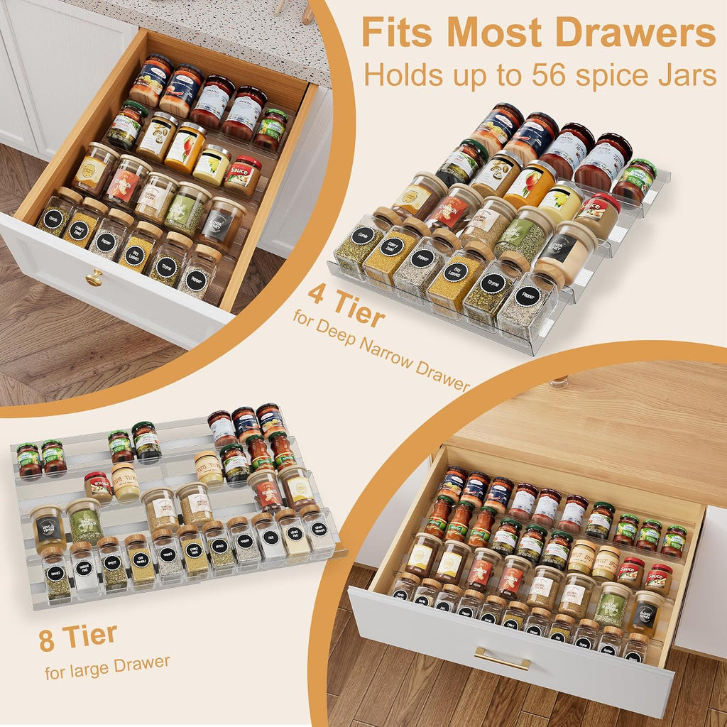 Expandable Acrylic Spice Drawer Organizer Set of 8