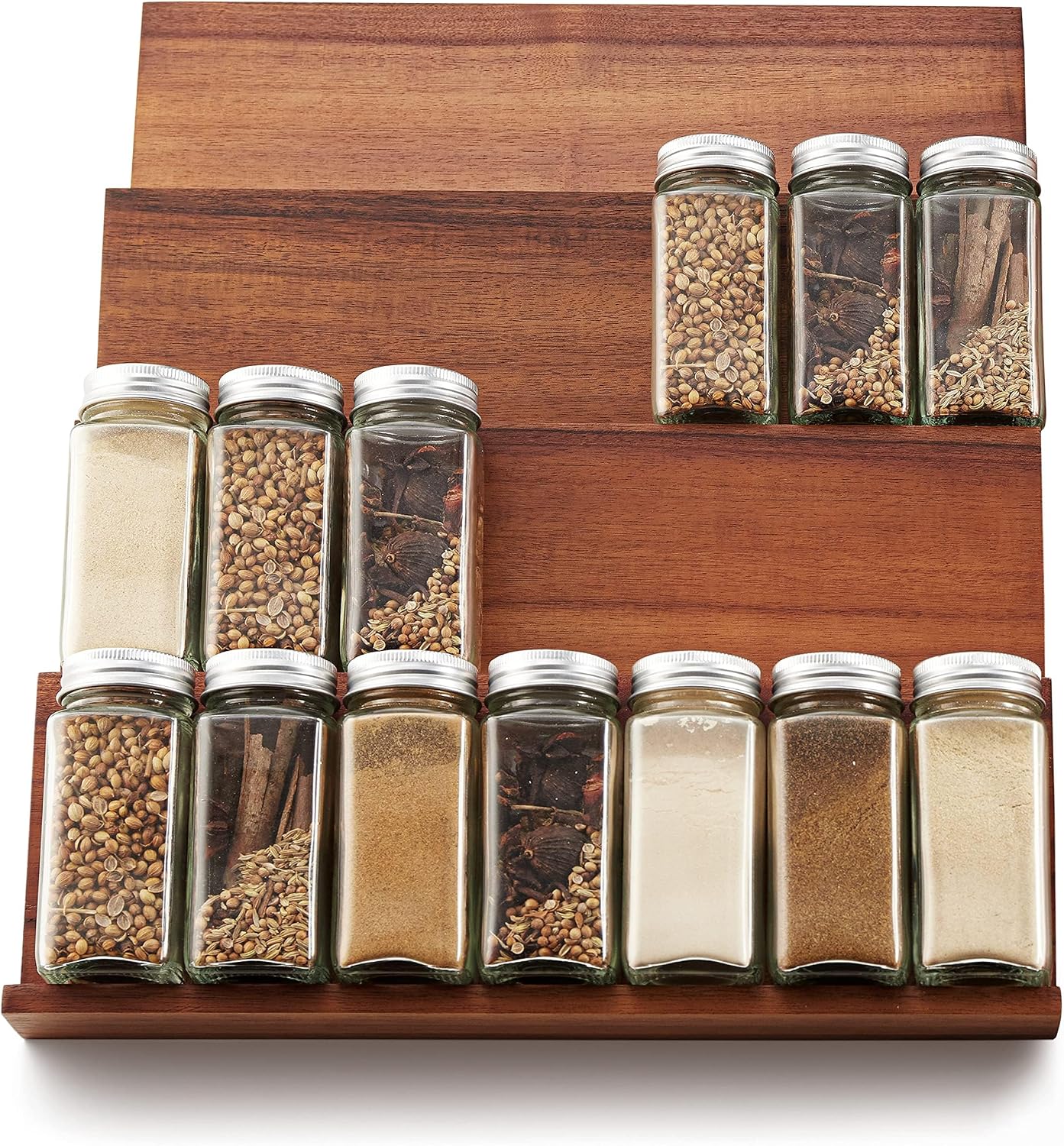 Acacia Wood Spice Tray Organizer Set of 4
