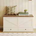 Farmhouse Storage Bench with Fabric Drawers